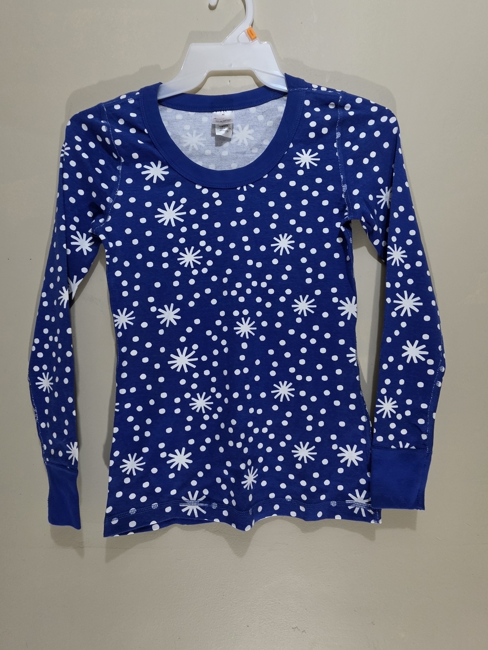 Hanna Andersson XS Blue Snowflake Organic Cotton Pajama Top